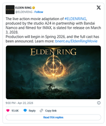 震撼官宣！《艾尔登法环》真人电影 2028 上映，豪华阵容揭晓，褪色者集结迎接史诗