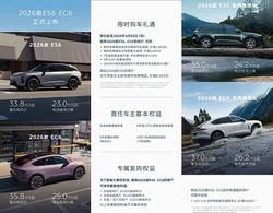 租电方案售23万起/增智驾小蓝灯等 2026款蔚来ES6/EC6上市