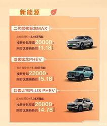 至高换新补贴40000元 新能源燃油都便宜 哈弗全系降价清单出炉
