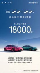 预售价22.98万起 尚界Z7/Z7T预售3小时小订突破1.8万台