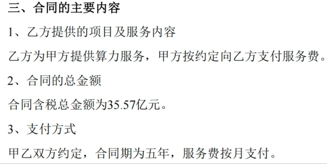 （高乐股份关于签署算力业务日常经营重大合同的公告）