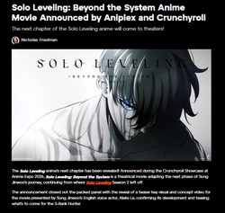 重磅！《我独自升级》剧场版《Beyond the System》官宣，暗影君主回归，超燃战斗开启，全球粉丝期待值拉满