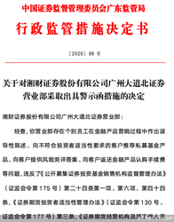 因个别员工营销过程中存在违规行为，湘财证券一营业部被监管警示