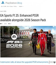 F1 25》2026赛季包将新增支持PS5 Pro的增强版PSSR